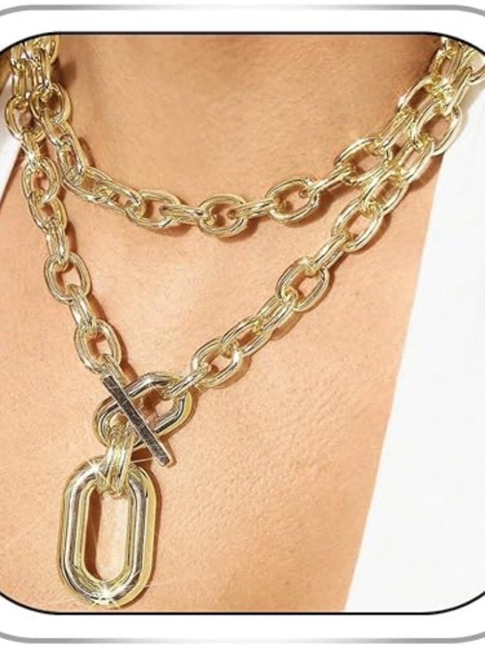 Chunky Gold Link Chain Necklace for Women Punk Statement Jewelry - Picture 6 of 6